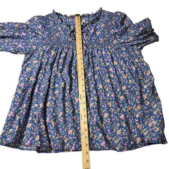 Wonderly Floral Blouse XL Pullover 3/4 Sleeve Smocked Cottagecore Peasant - Picture 15 of 16